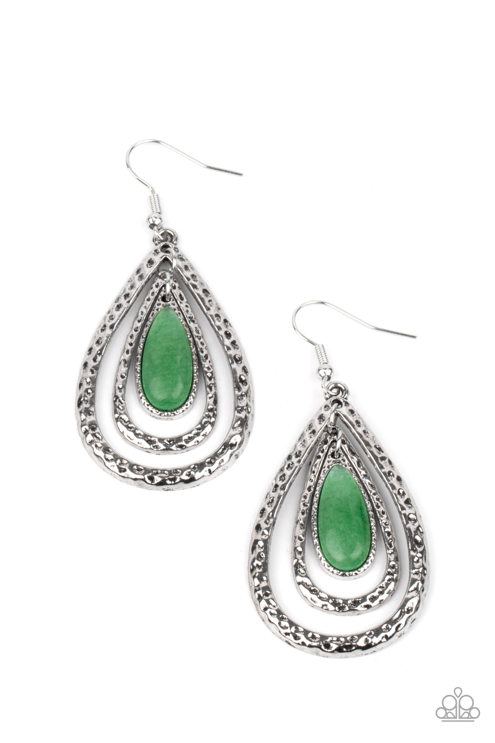 Teardrop Torrent - green - Paparazzi earrings