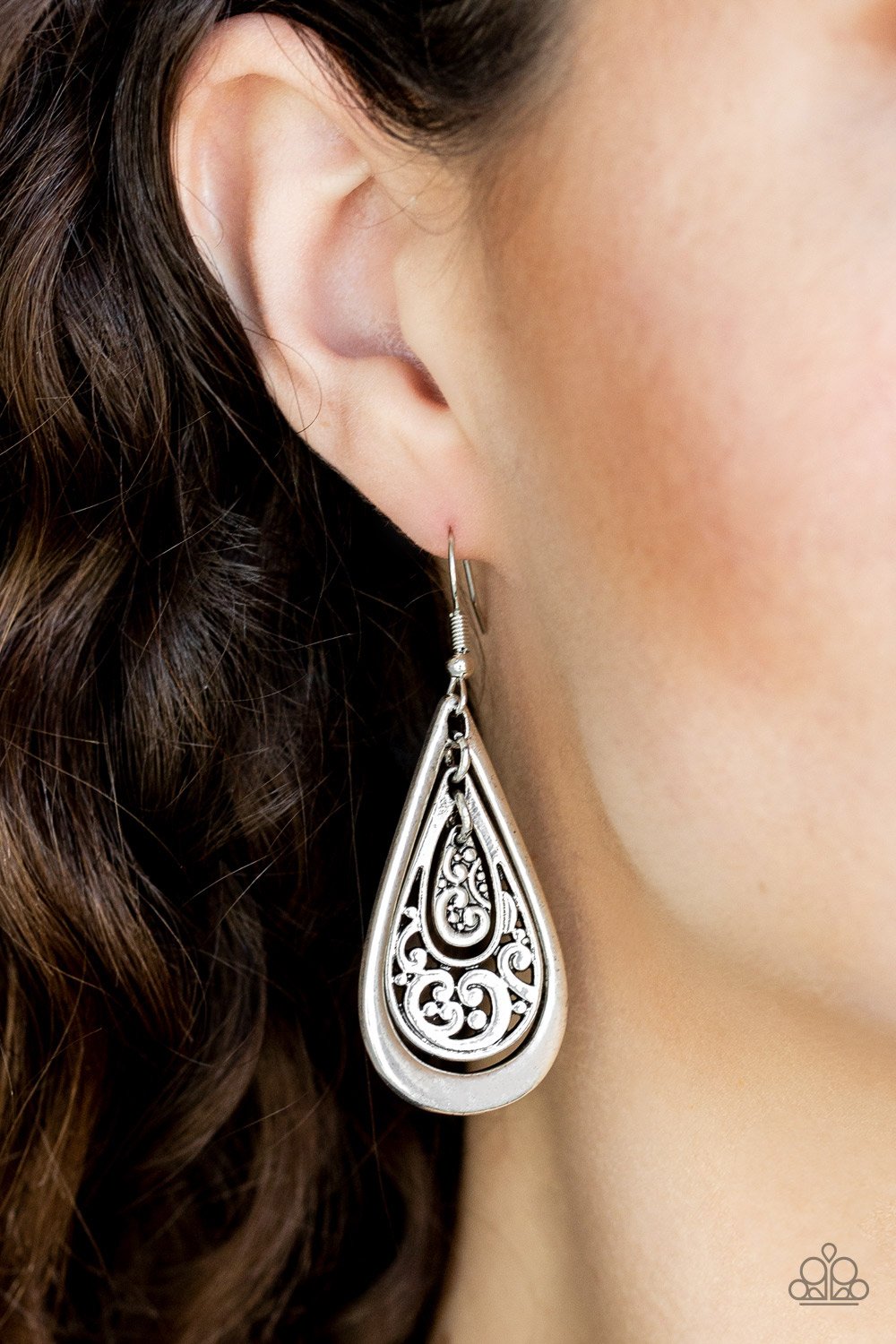 Teardrop Tourist-silver-Paparazzi earrings