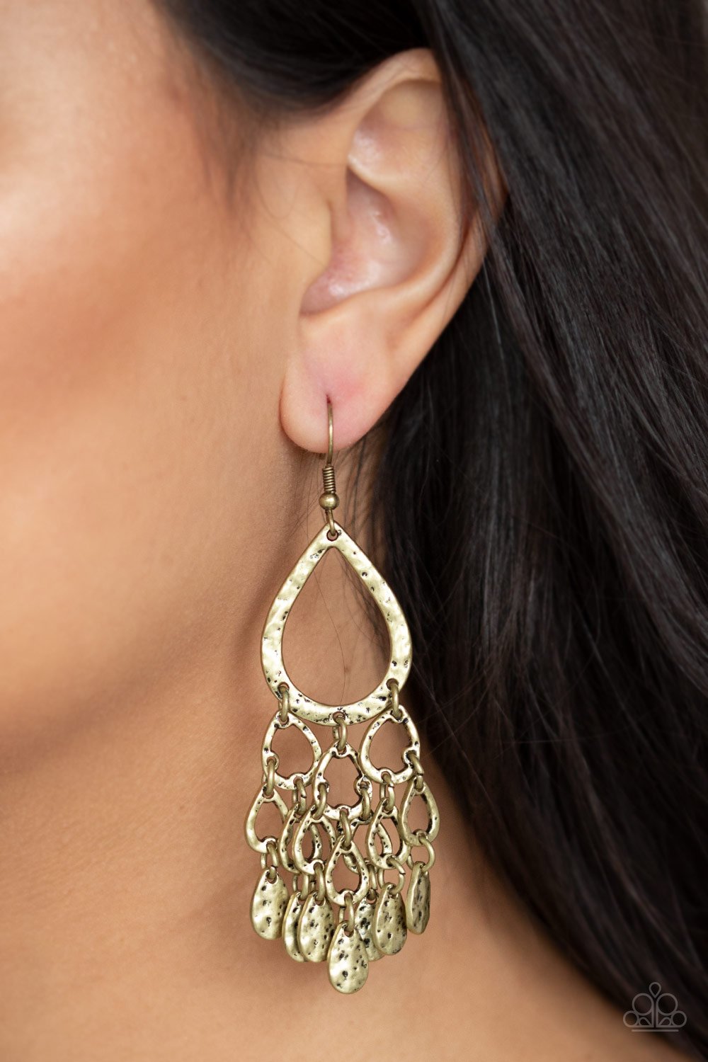 Teardrop Trinket-brass-Paparazzi earrings