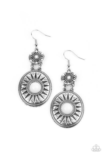 Temple of The Sun - white - Paparazzi earrings