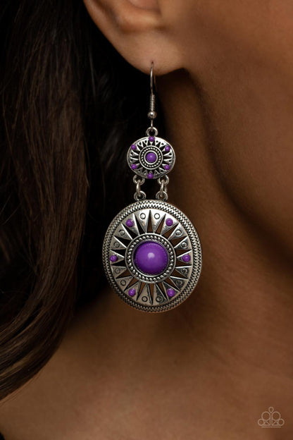 Temple of The Sun - purple - Paparazzi earrings