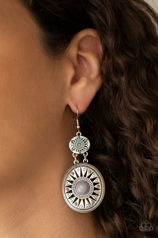 Temple of The Sun - silver - Paparazzi earrings