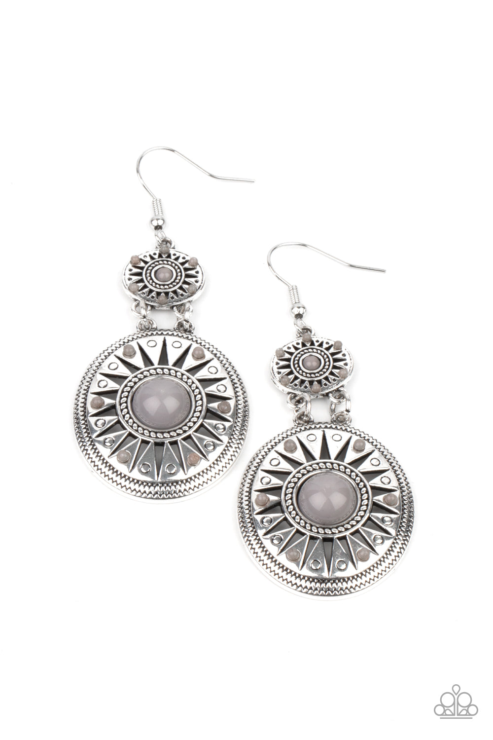 Temple of The Sun - silver - Paparazzi earrings