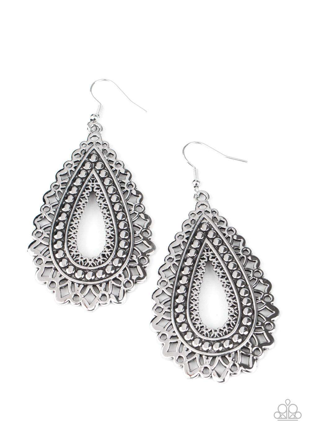 Texture Garden - silver - Paparazzi earrings