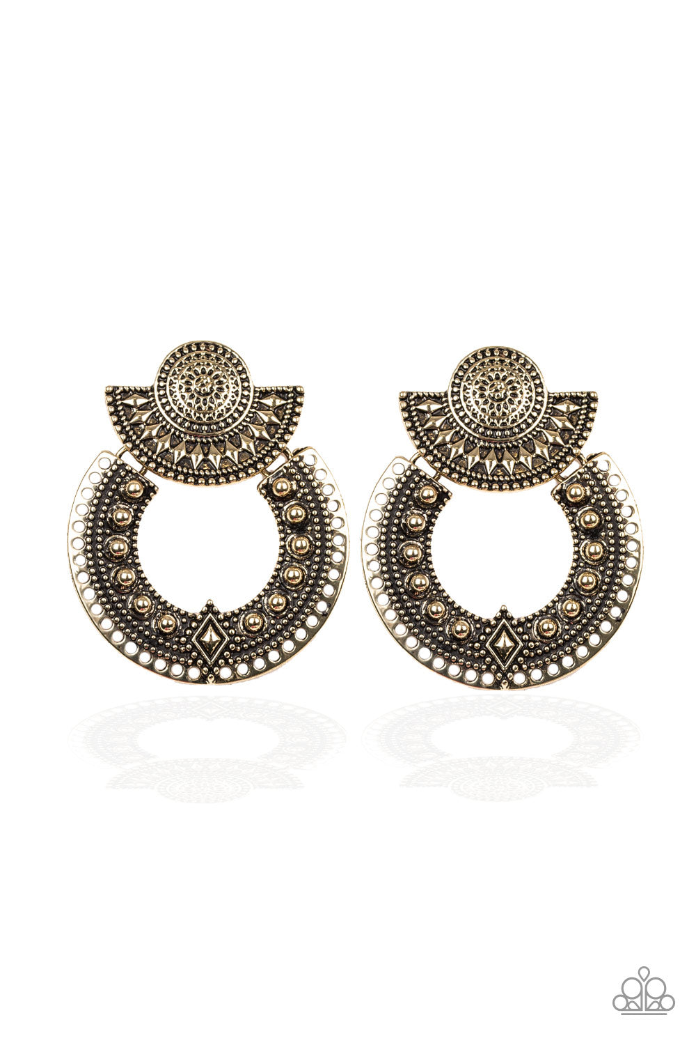 Texture Takeover - brass - Paparazzi earrings