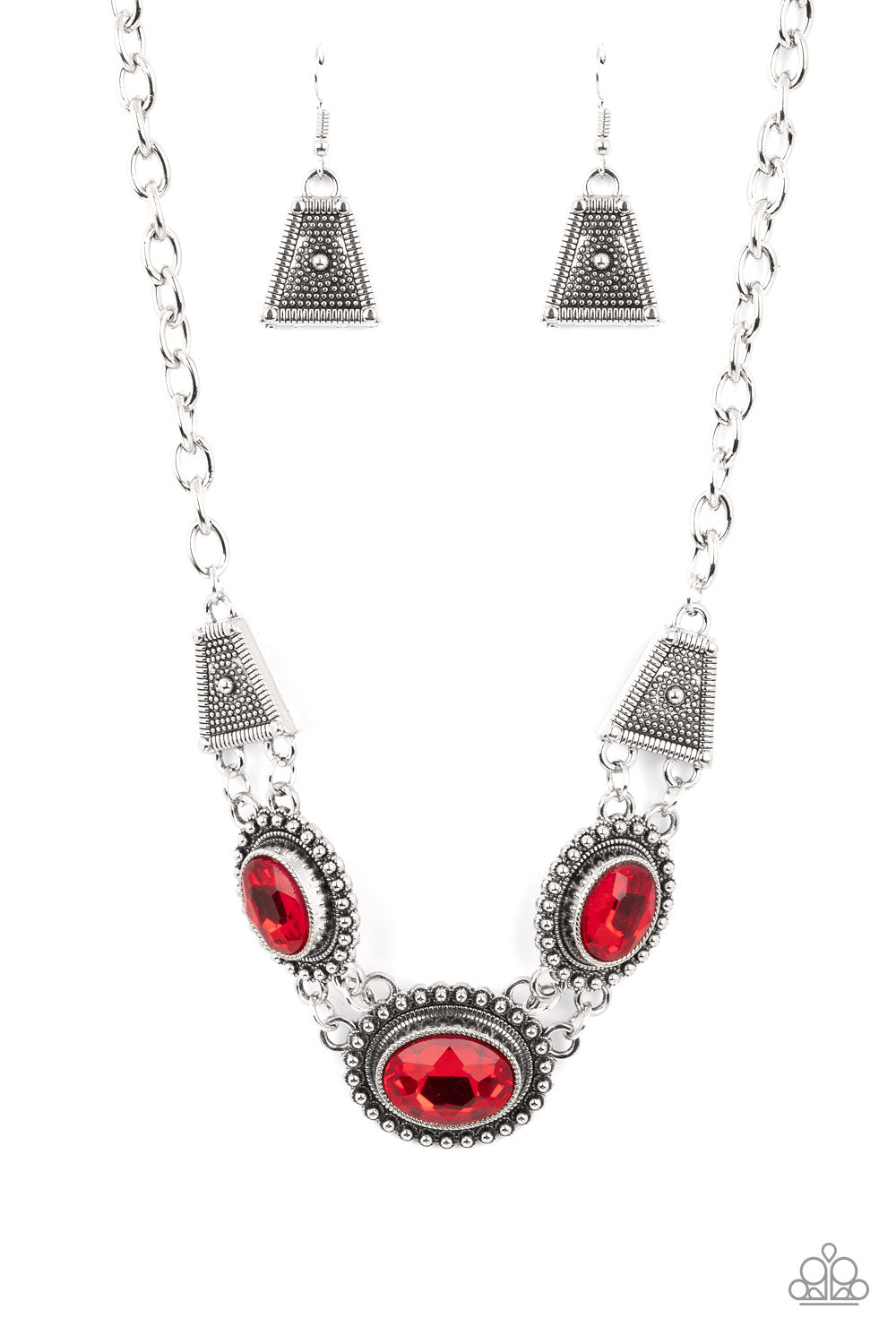 Textured TRAPEZOID - red - Paparazzi necklace