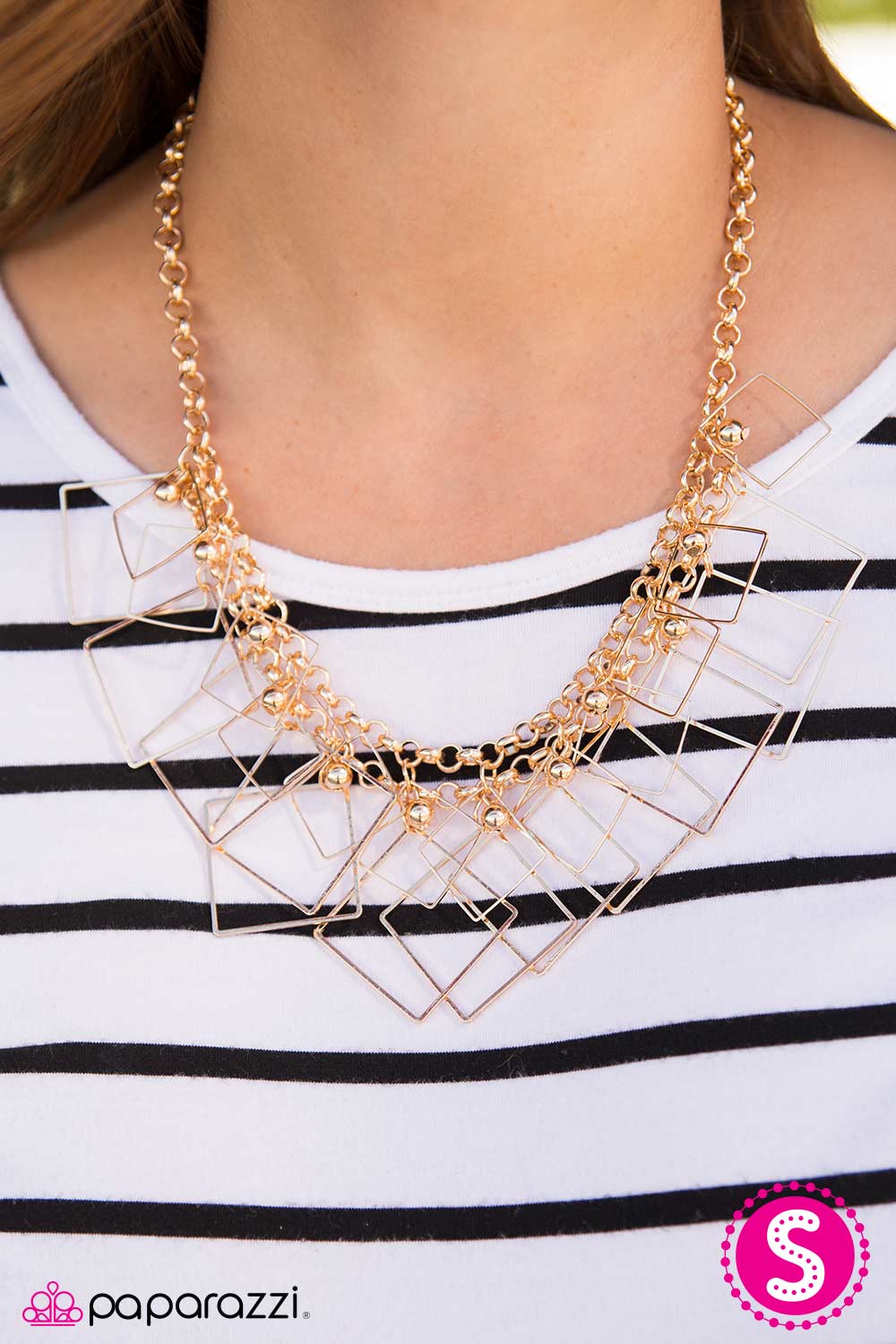 The Square Off - gold - Paparazzi necklace