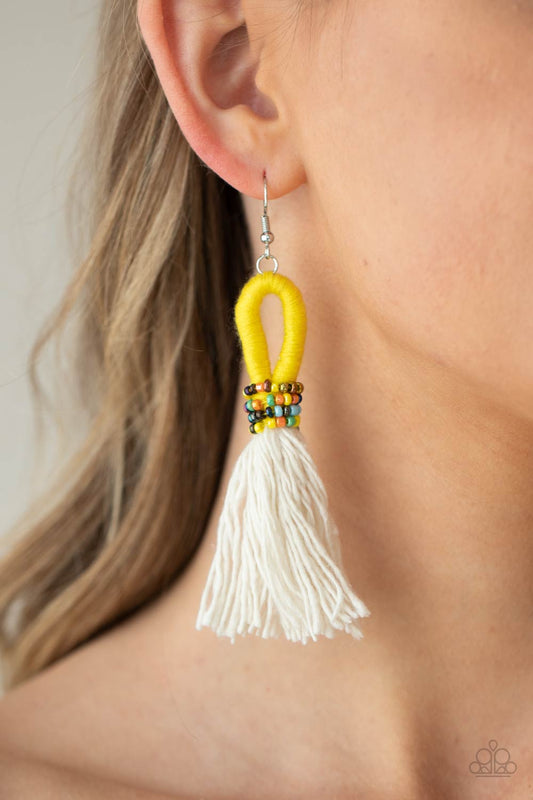 The Dustup - yellow - Paparazzi earrings