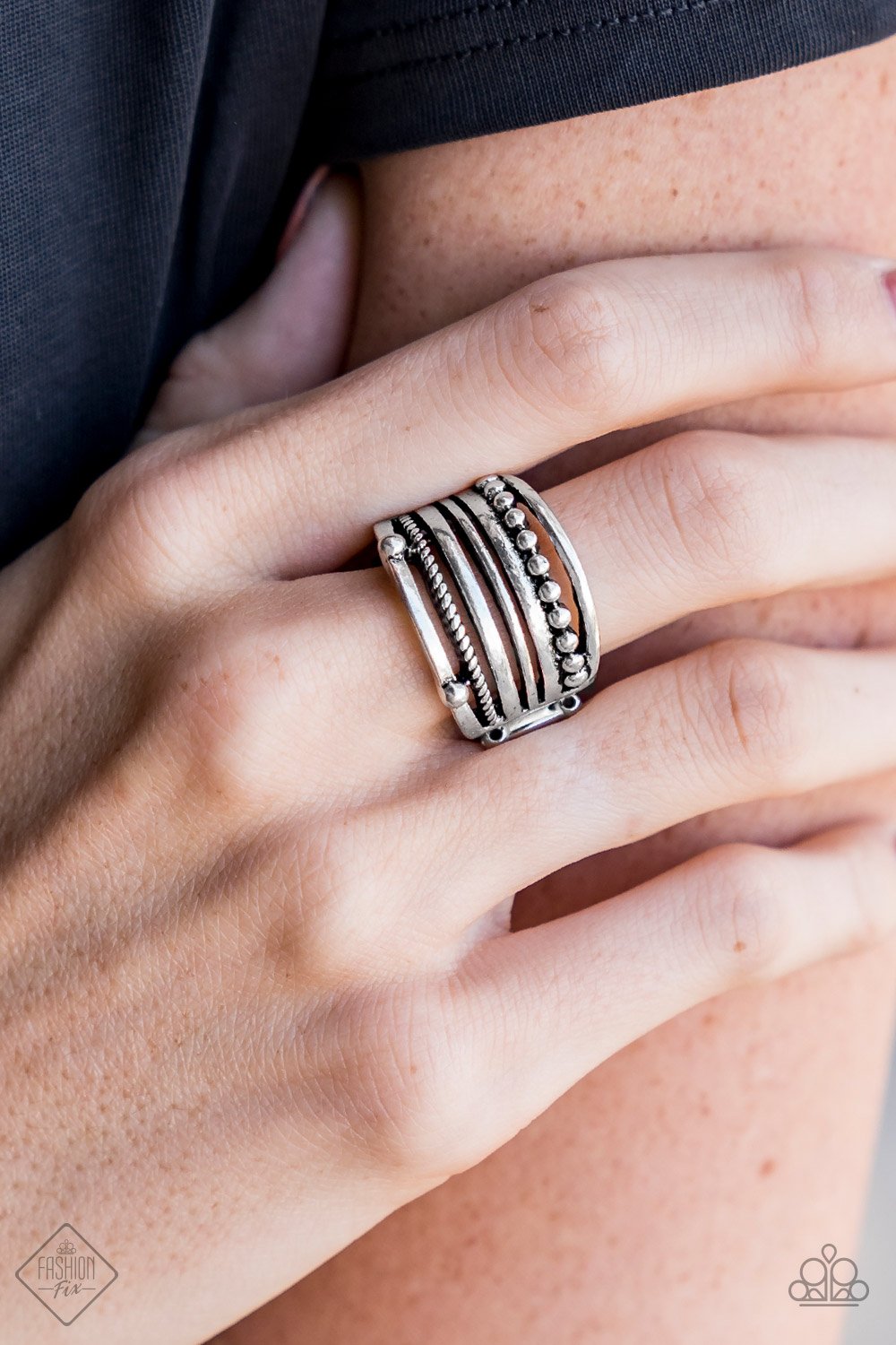 The Steel of Night - silver - Paparazzi ring