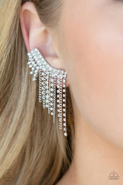 Thunderstruck Sparkle - white - Paparazzi earrings
