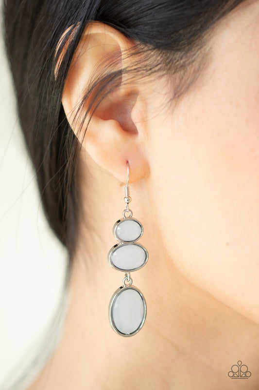 Tiers Of Tranquility - white - Paparazzi earrings