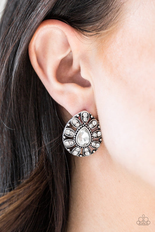 Treasure Retreat-white-Paparazzi earrings