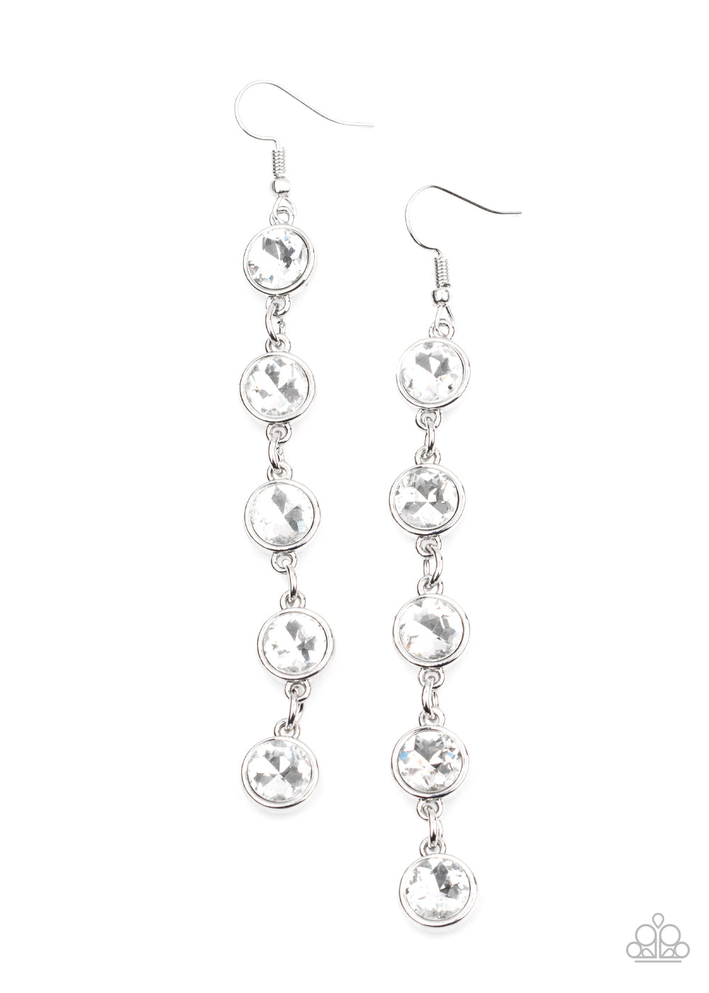 Trickle Down Twinkle - white - Paparazzi earrings