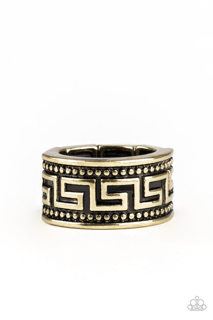 Tycoon Tribe - brass - Paparazzi mens ring