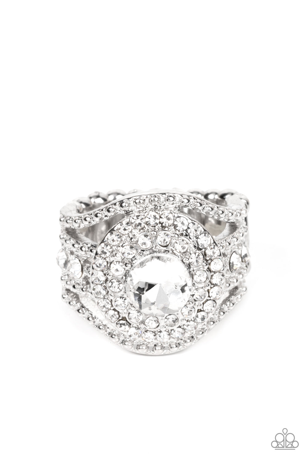 Understated Drama - White - Paparazzi ring