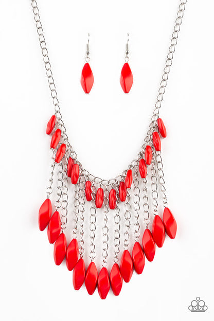 Venturous Vibes - red - Paparazzi necklace