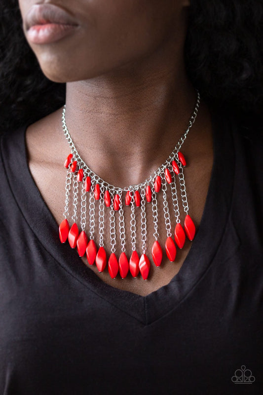 Venturous Vibes-red-Paparazzi necklace