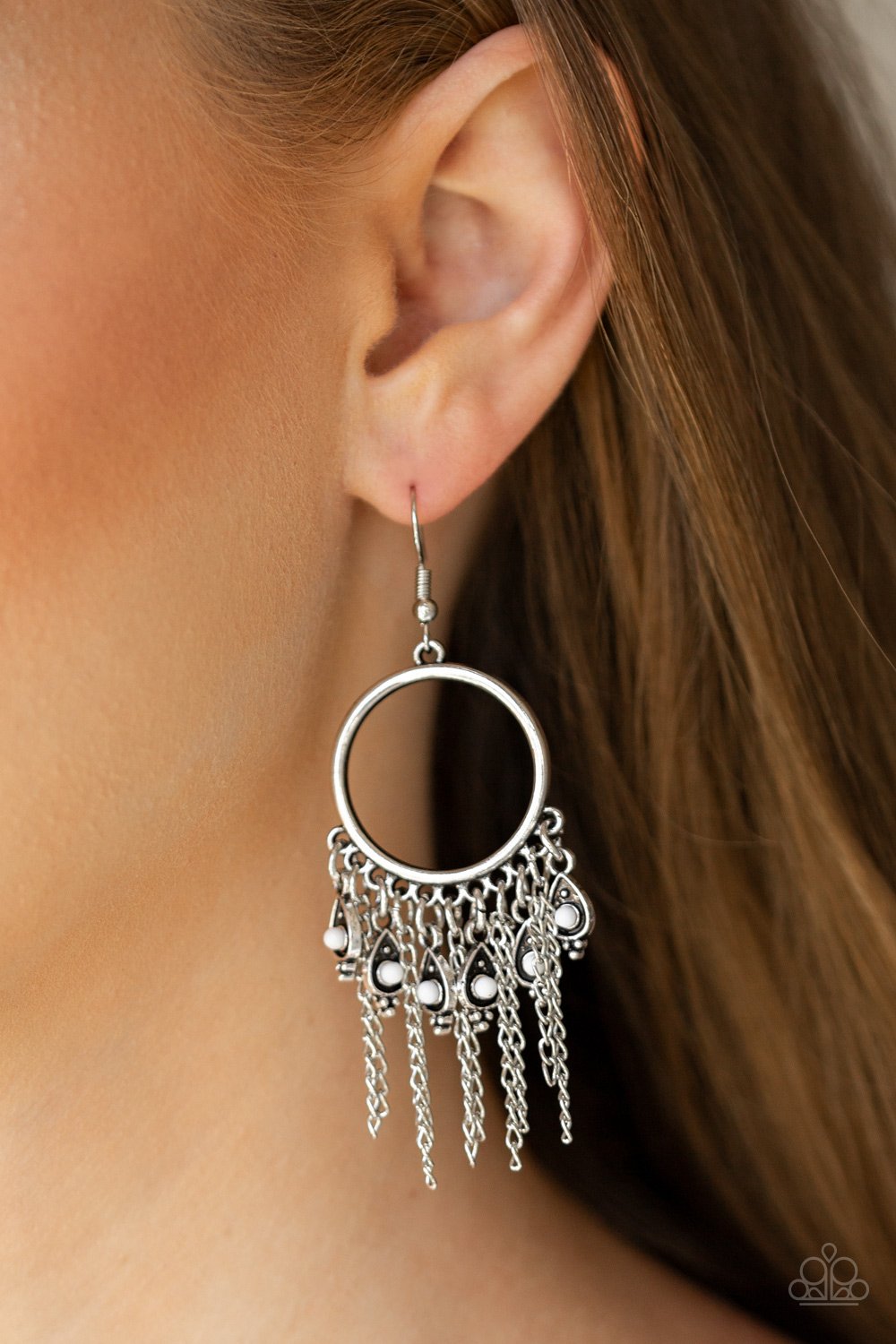 Very Vagabond-white-Paparazzi earrings
