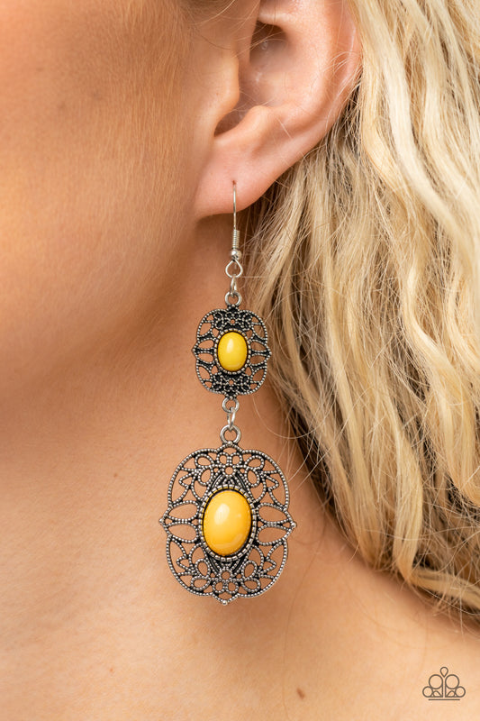 Victorian Villa - yellow - Paparazzi earrings