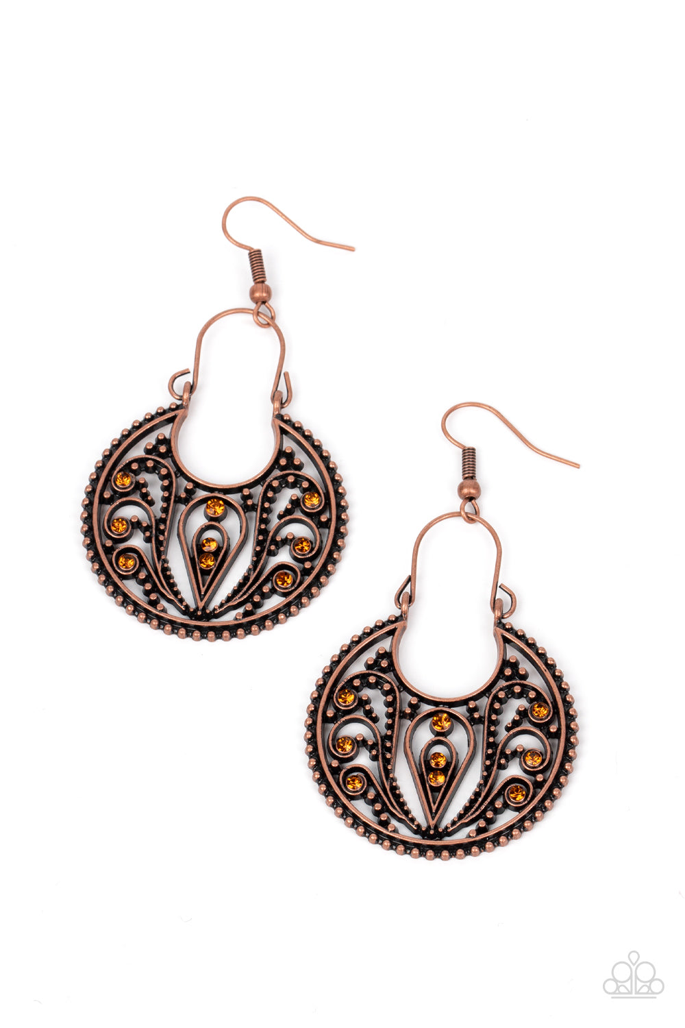 Vineyard Villa - copper - Paparazzi earrings