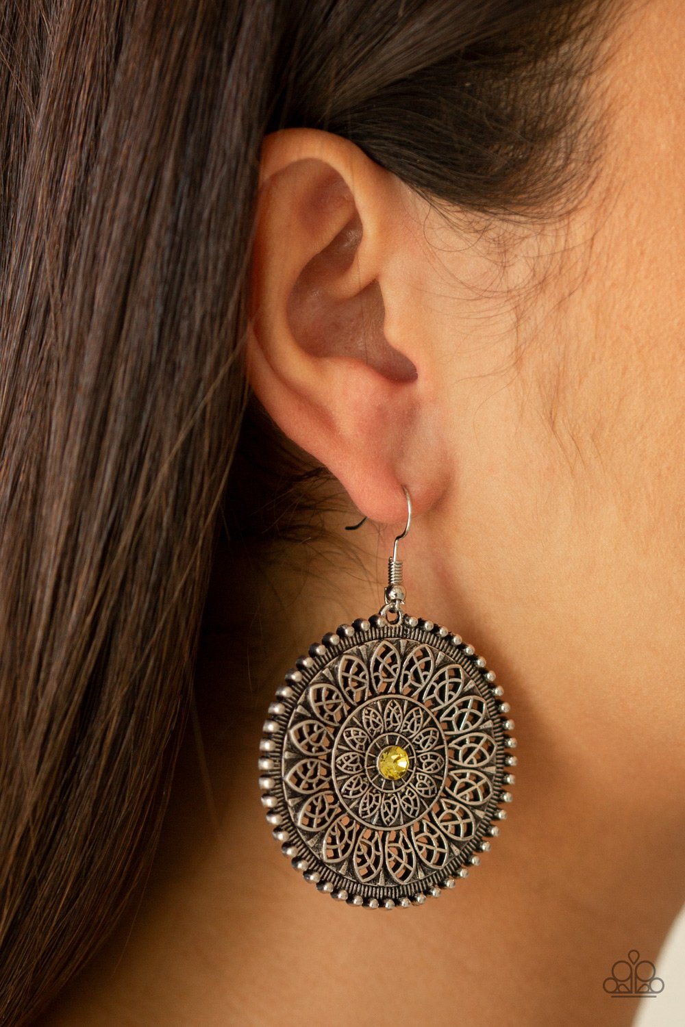 WHEEL and Grace-yellow-Paparazzi earrings