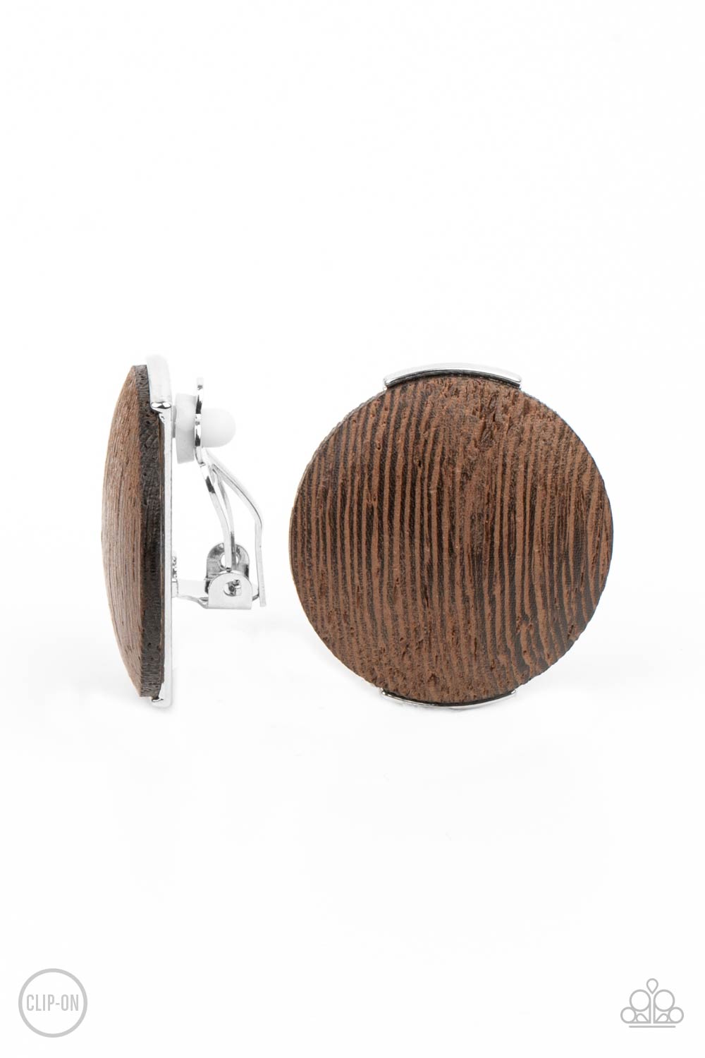 WOODWORK It - brown - Paparazzi CLIP ON earrings