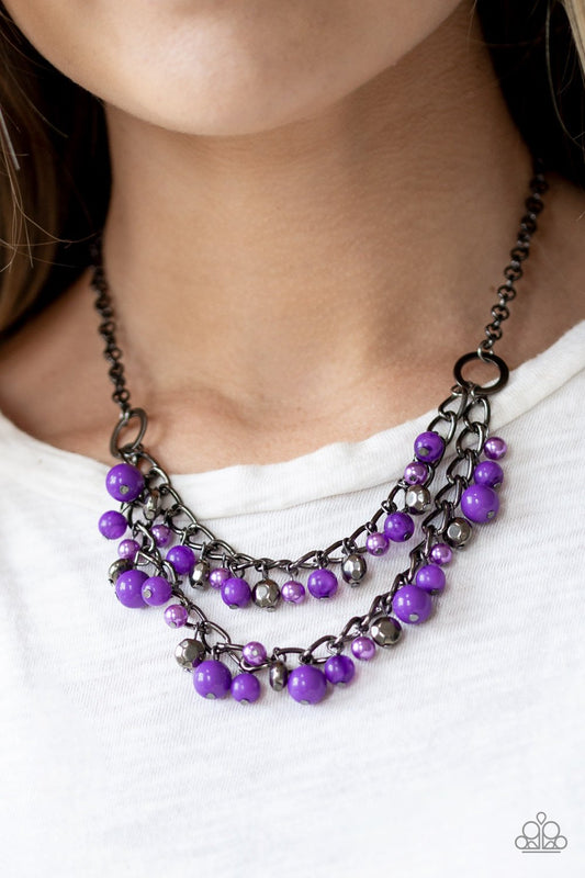 Watch Me Now-purple-Paparazzi necklace