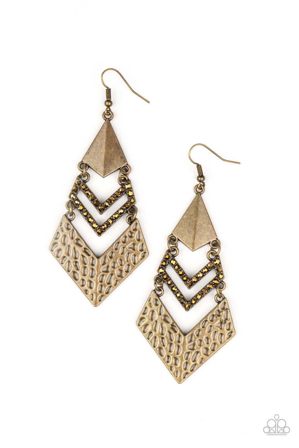 Work Hazard - brass - Paparazzi earrings
