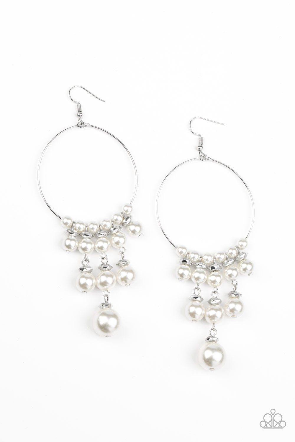 Working the Room - white - Paparazzi earrings