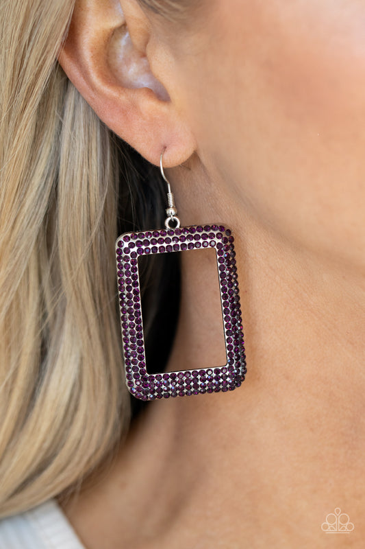 World FRAME-ous - purple - Paparazzi earrings