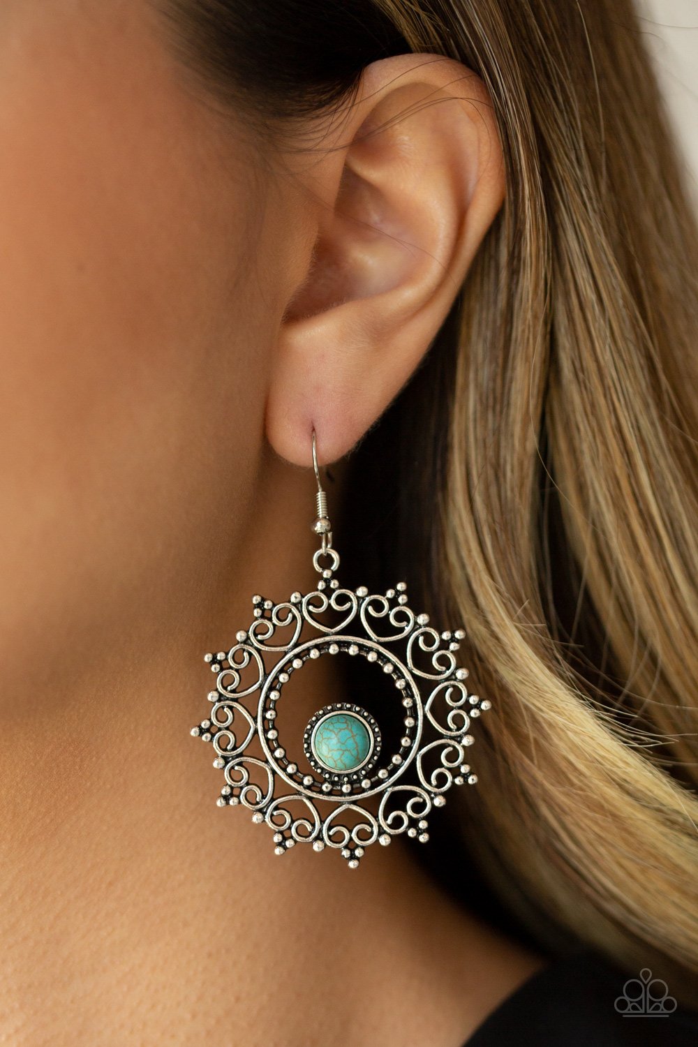 Wreathed in Whimsicality-blue-Paparazzi earrings