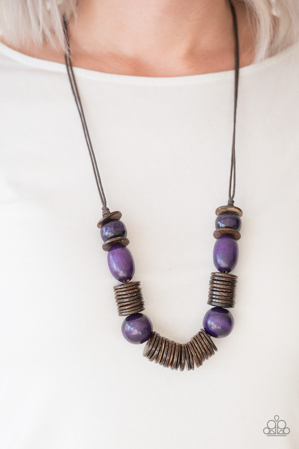 Paparazzi purple online wooden necklace