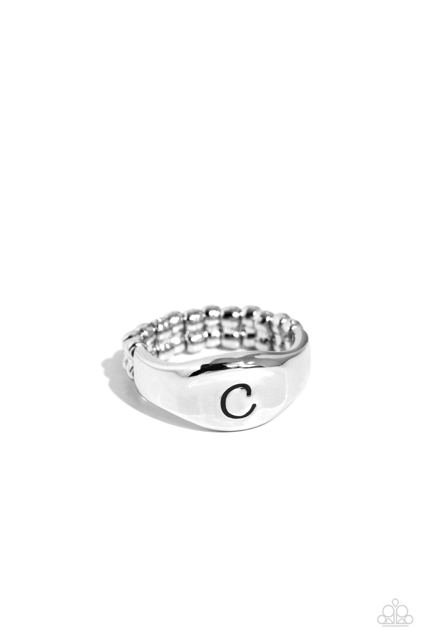 Monogram Memento - silver - C - Paparazzi ring