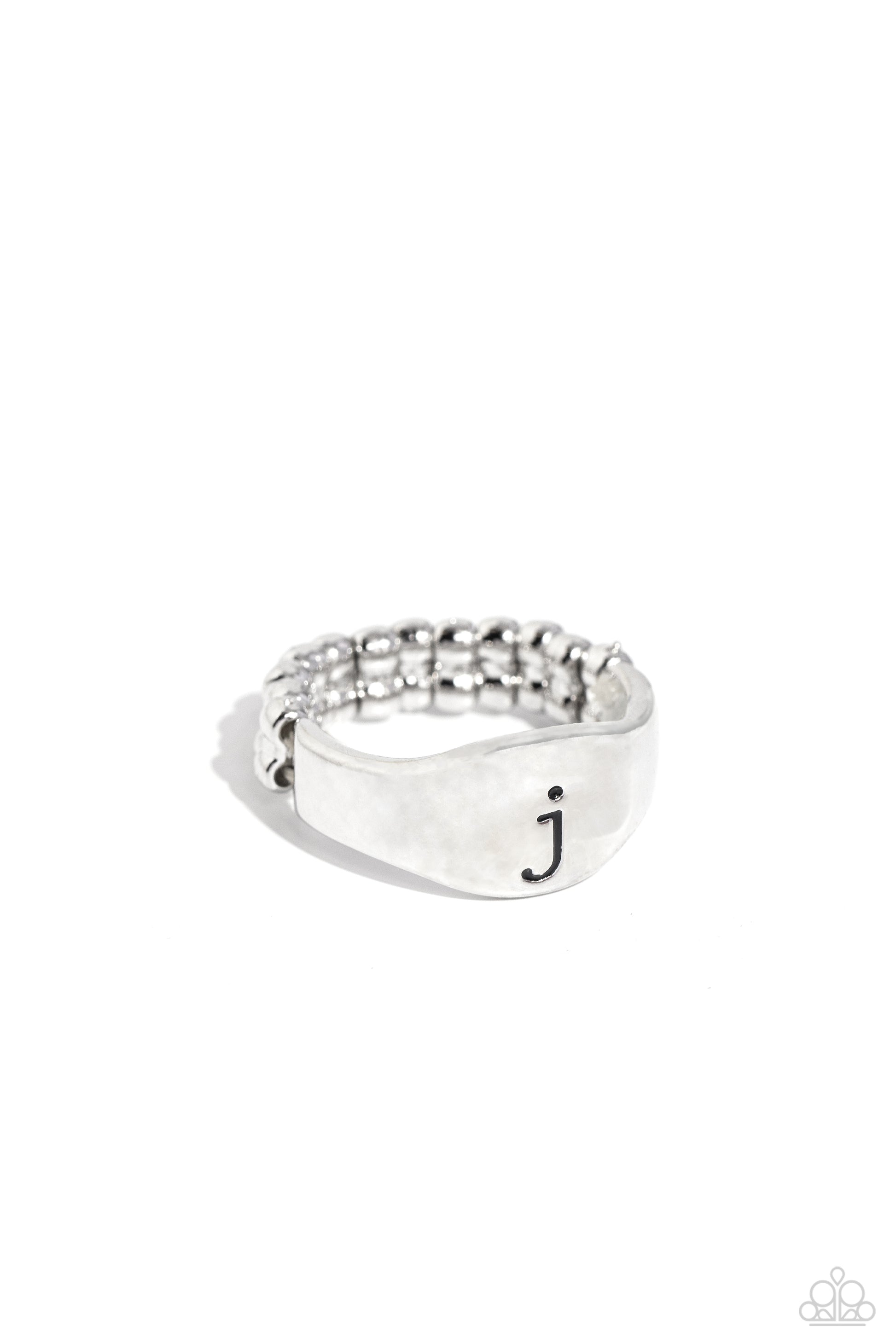 Monogram Memento - silver - J - Paparazzi ring