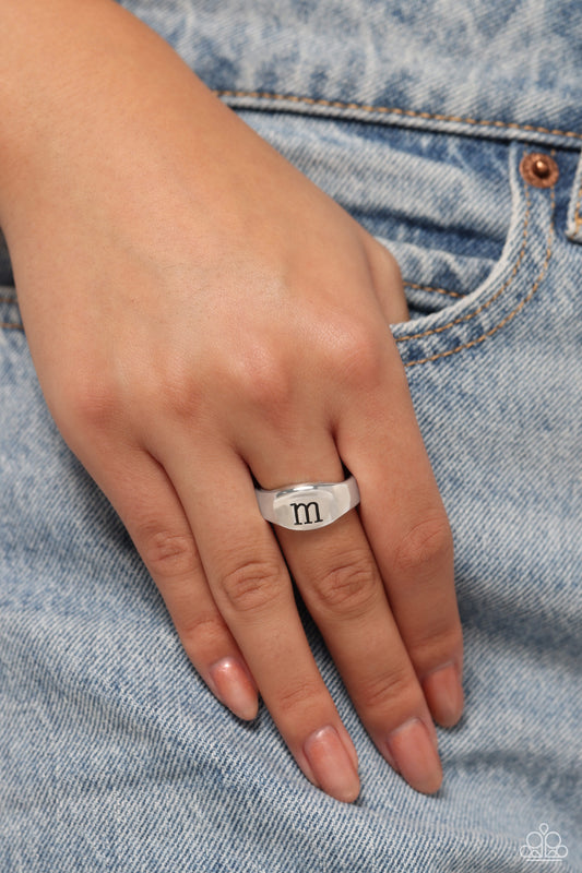 Monogram Memento - silver - M - Paparazzi ring
