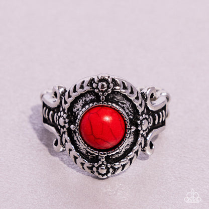 A STAMPED Out Performance - red - Paparazzi ring