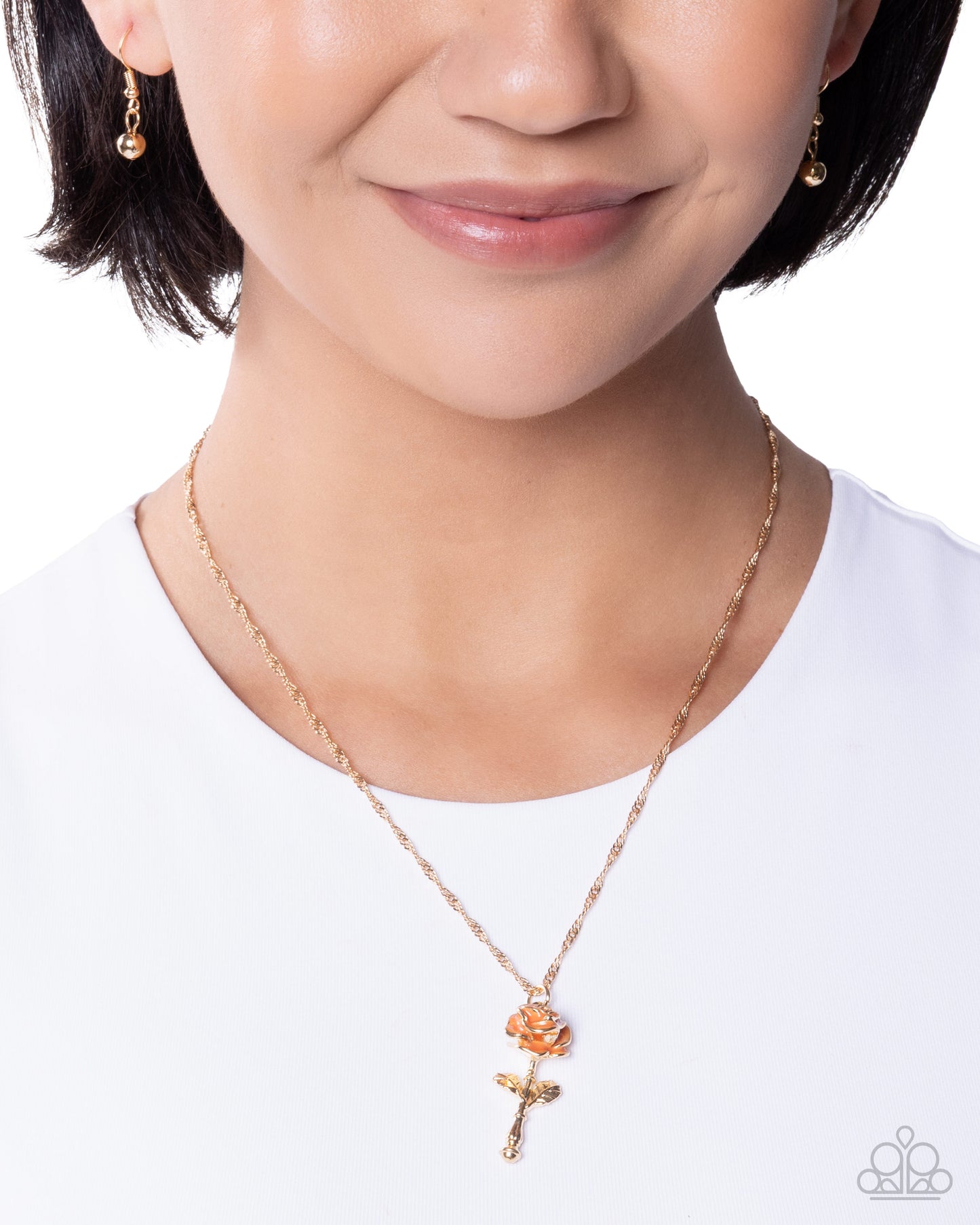 A Single Rose - orange - Paparazzi necklace