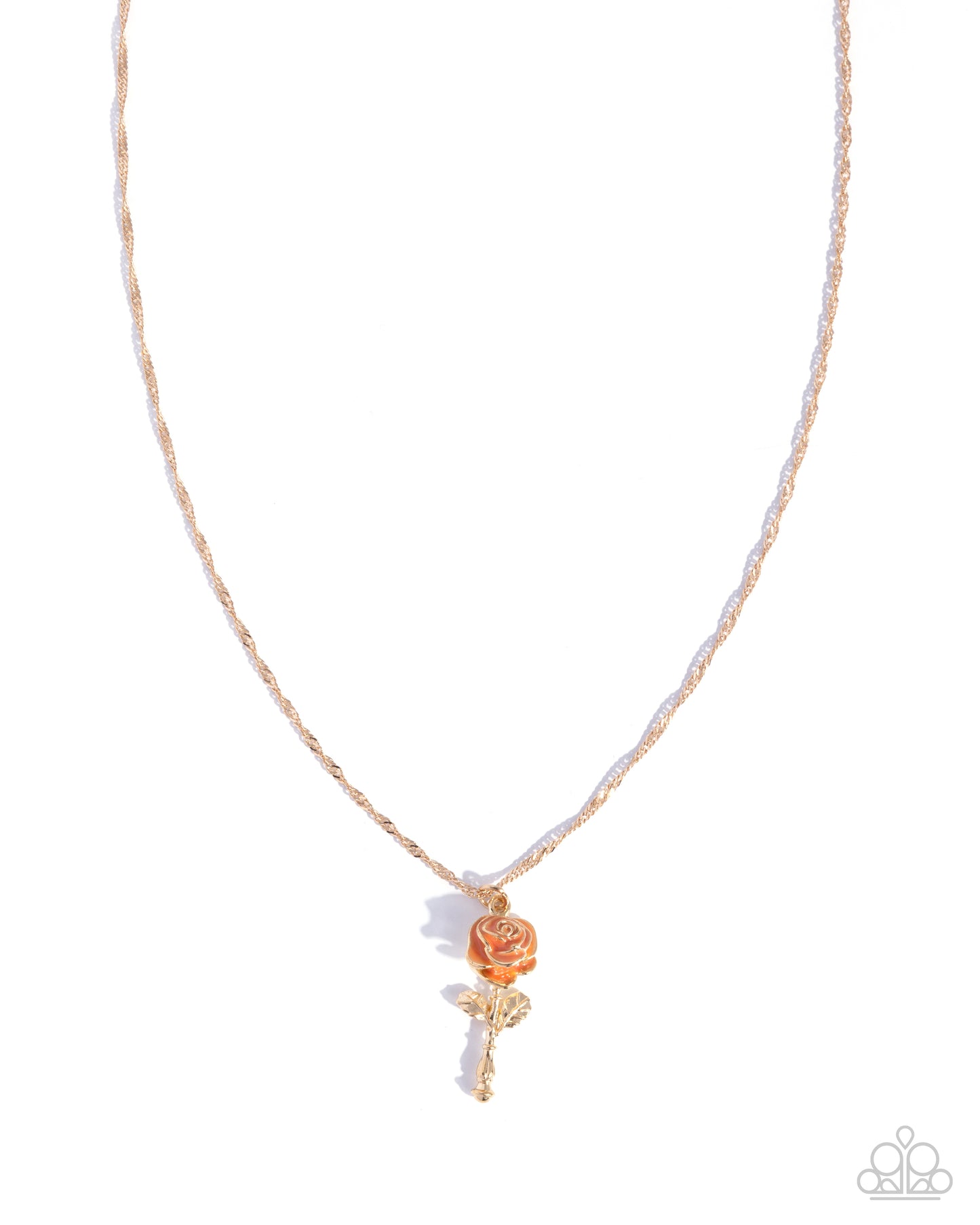 A Single Rose - orange - Paparazzi necklace