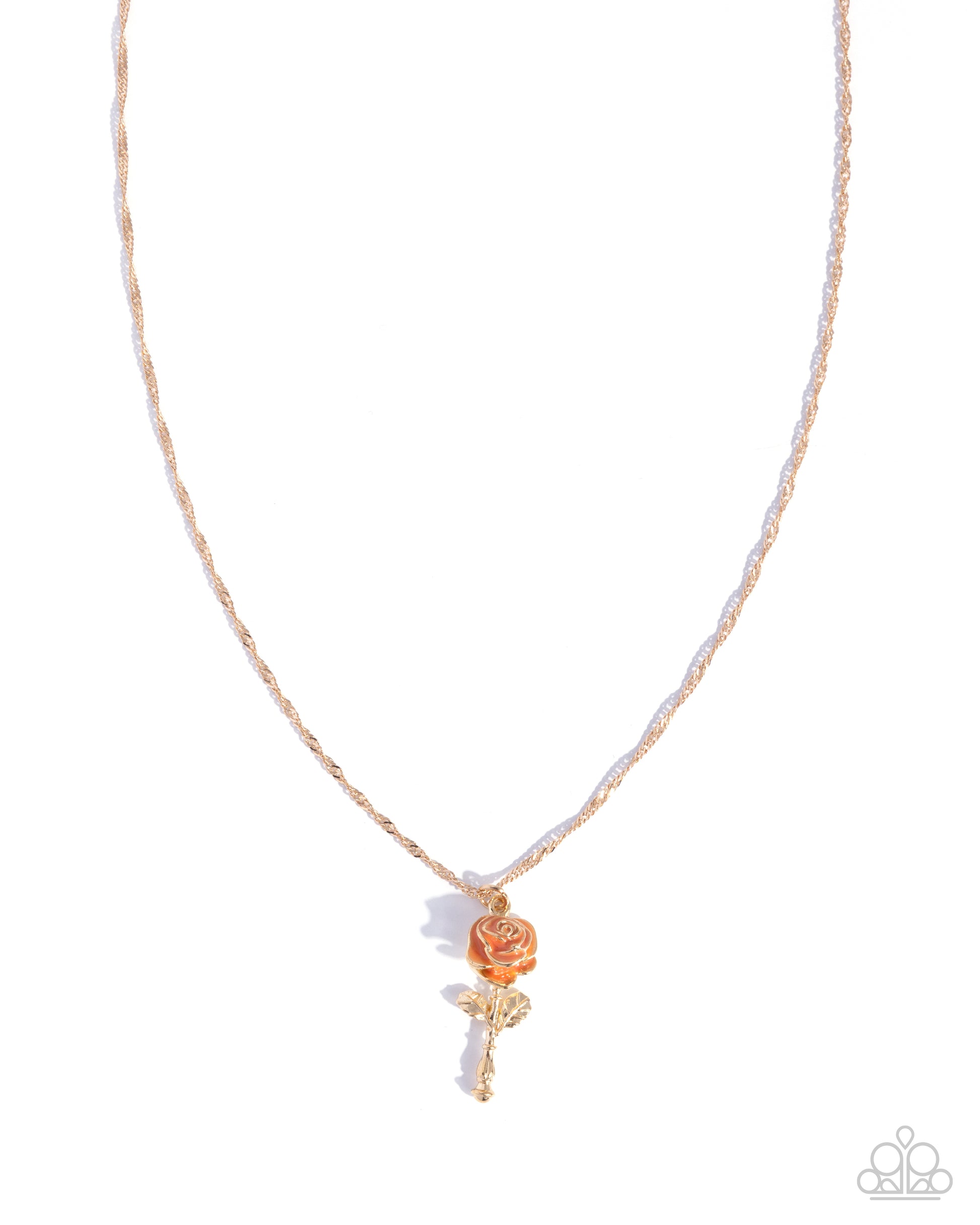 A Single Rose - orange - Paparazzi necklace