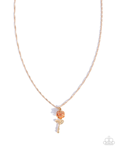A Single Rose - orange - Paparazzi necklace
