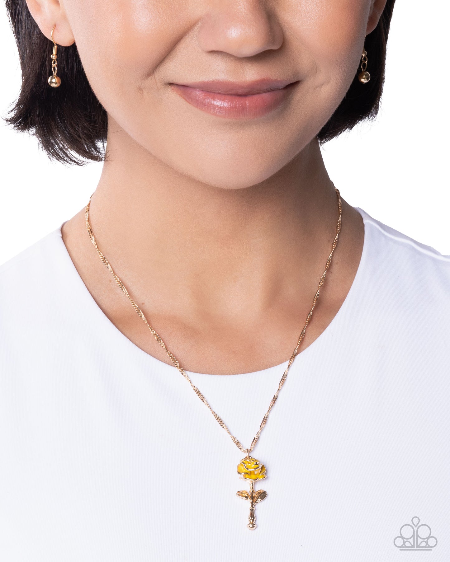 A Single Rose - yellow - Paparazzi necklace