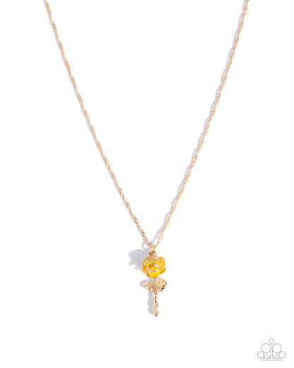 A Single Rose - yellow - Paparazzi necklace
