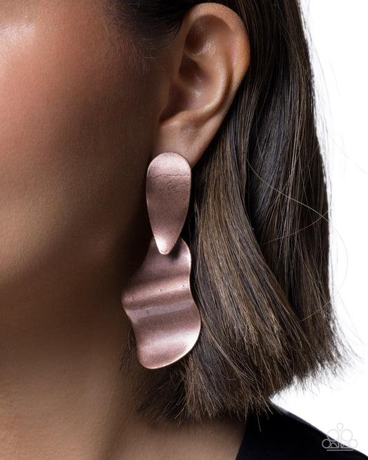 Abstract Acclaim - copper - Paparazzi earrings