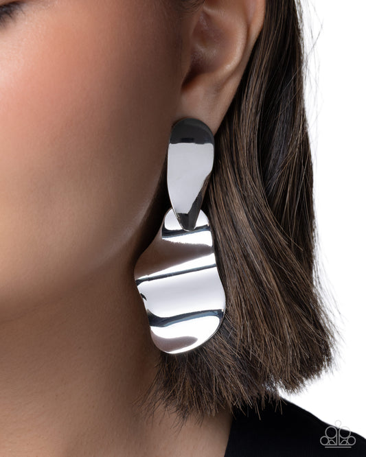 Abstract Acclaim - silver - Paparazzi earrings