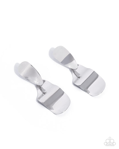 Abstract Acclaim - silver - Paparazzi earrings