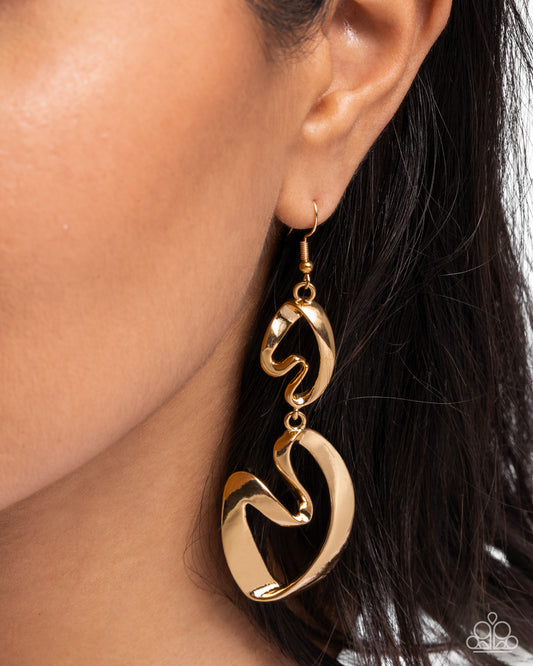 Abstract Angles - gold - Paparazzi earrings
