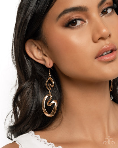 Abstract Angles - gold - Paparazzi earrings