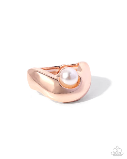 Abstract Attribute - rose gold - Paparazzi ring
