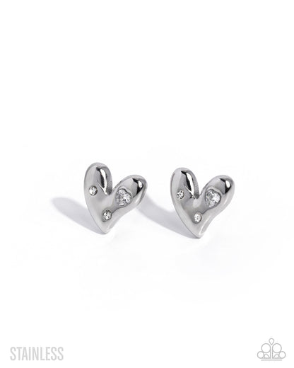 Adorable Act - white - Paparazzi earrings
