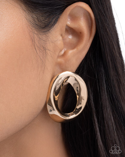 Adorable Announcement - gold - Paparazzi earrings